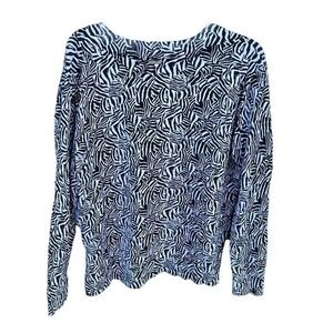 Michael Kors black and white zebra drop hem sweater large NWT minimalist